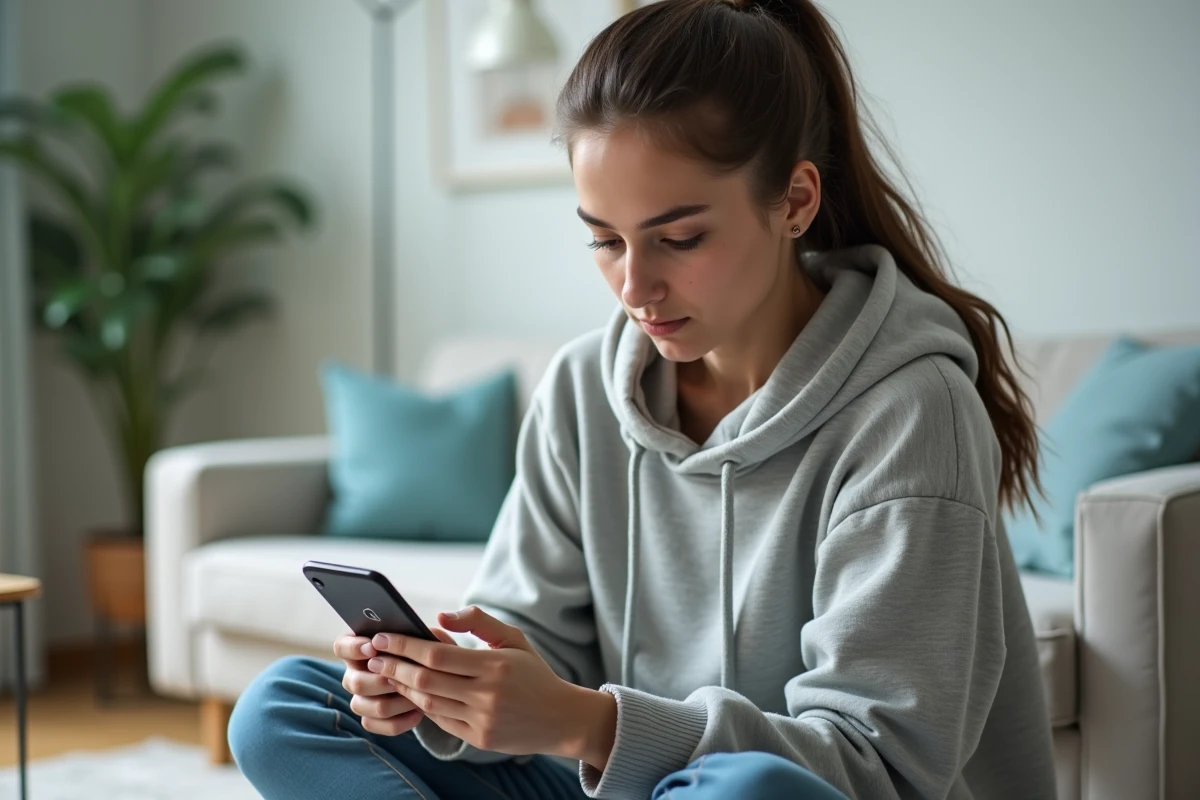 Jeune femme utilisant l'authentification à deux facteurs sur smartphone pour protéger ses données personnelles