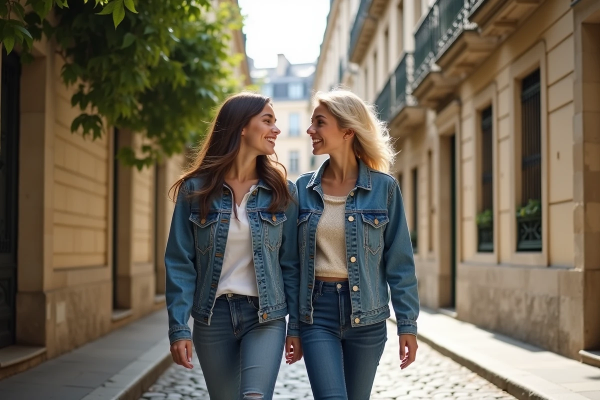 Fille adolescente et mère dans une rue parisienne